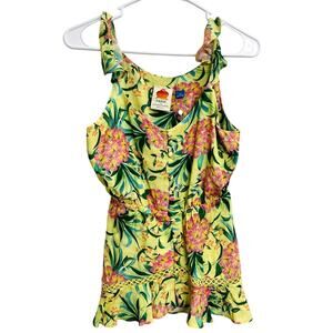 NWT‎ Anthropologie Farm Rio Ruffled Floral Tank Size XS Tropical Resort Wear